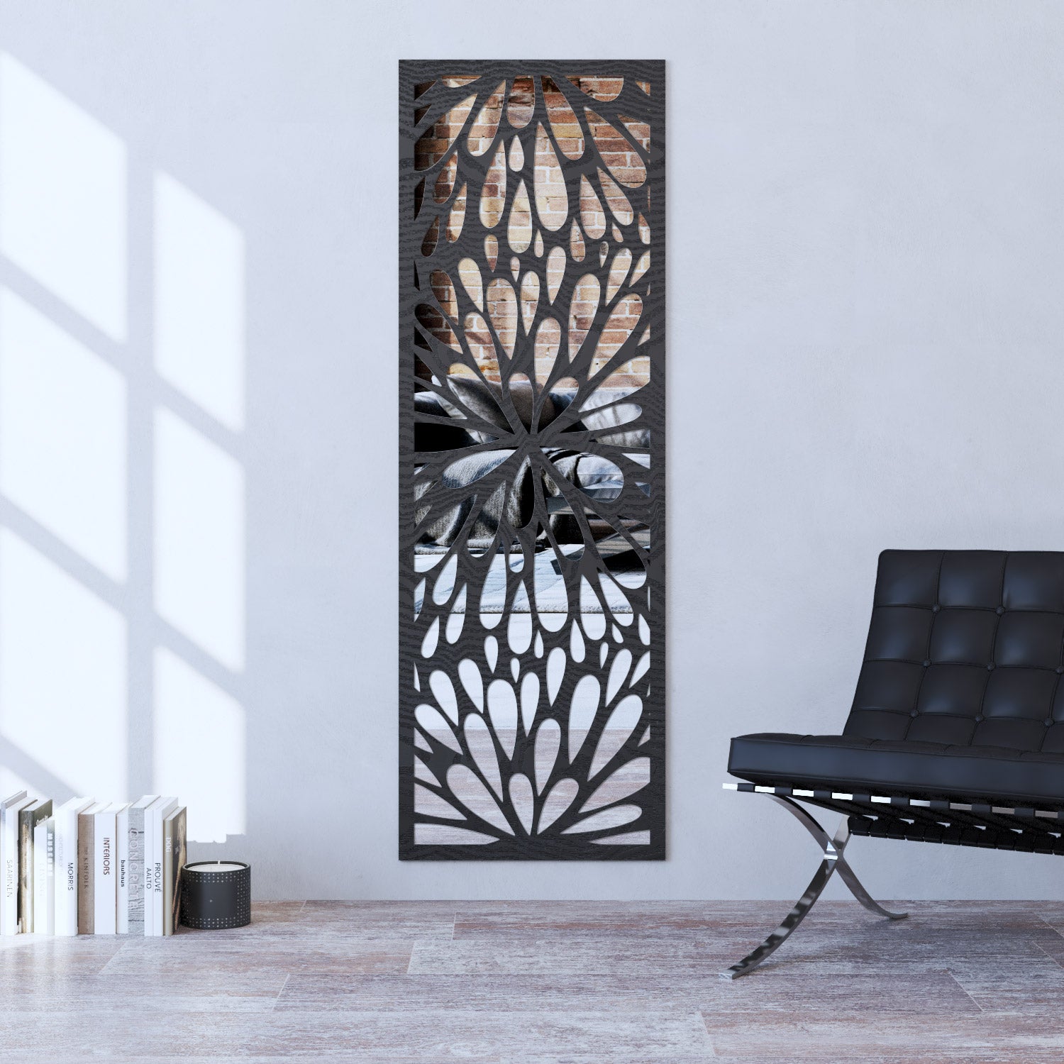 Decorative Wall Mirror Panel for Indoor Home Decor - Elegant Blossom Design for Living Room, Bedroom & Entryway