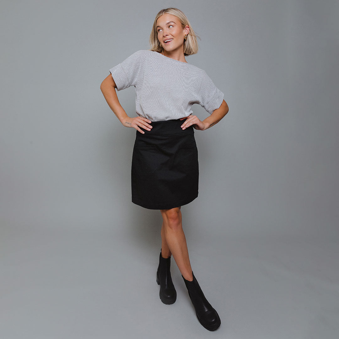 Stylish Black Canvas Skirt for Women - High Waist A-Line Denim Skirt - Casual & Vintage Fashion - Perfect for Daily Wear, Office, Dating & Travel