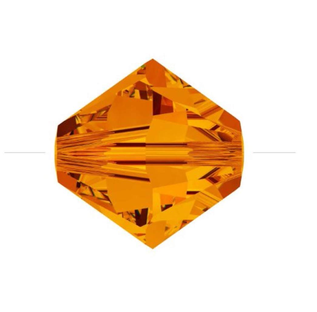 200pcs Authentic Preciosa 3mm (0.12 Inch) Small Faceted Bicone Crystal Beads - Sun Orange Color, Compatible with Swarovski 5301/5328 - Perfect for DIY Jewelry Making, Bracelets, Necklaces, Earrings & Craft Projects - Pre-B312