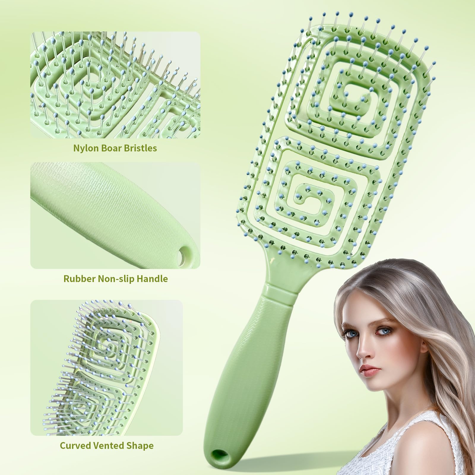 11PCS Hair Brush Set for Wet & Thick Hair - Detangling & Styling for Wavy Curly Hair at Home Salon
