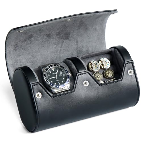 Black 1 Slot Watch and 1 Slot Cufflink box
