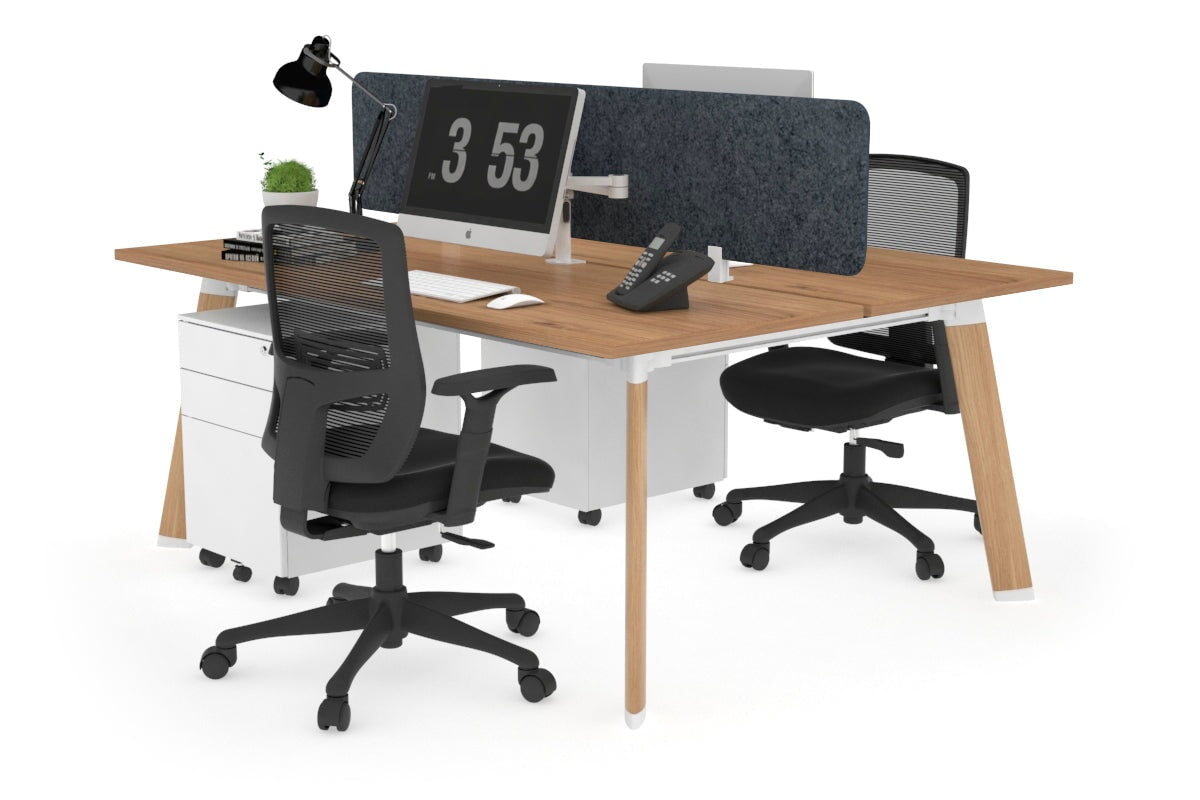 2 Person Workstation with Wood Imprint Frame - 1600L x 700W - Perfect for Home Office and Shared Workspaces