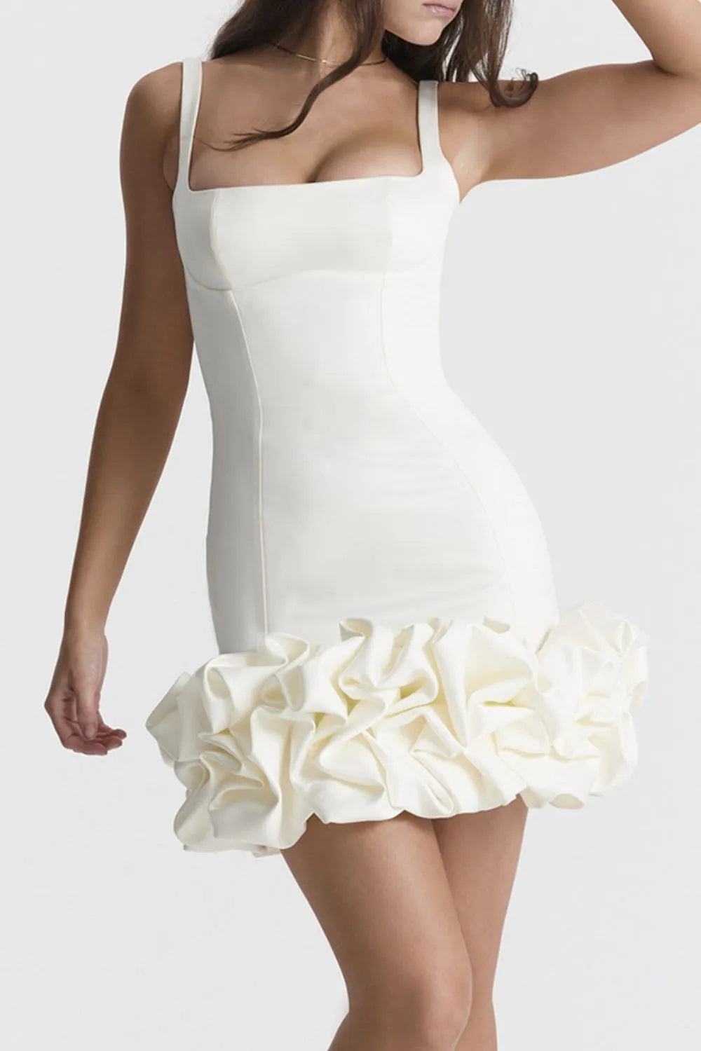 Stylish Ruched Square Neck Sleeveless Mini Dress for Women | Summer Party Cocktail Clubwear | Perfect for Date Night & Beach Vacations