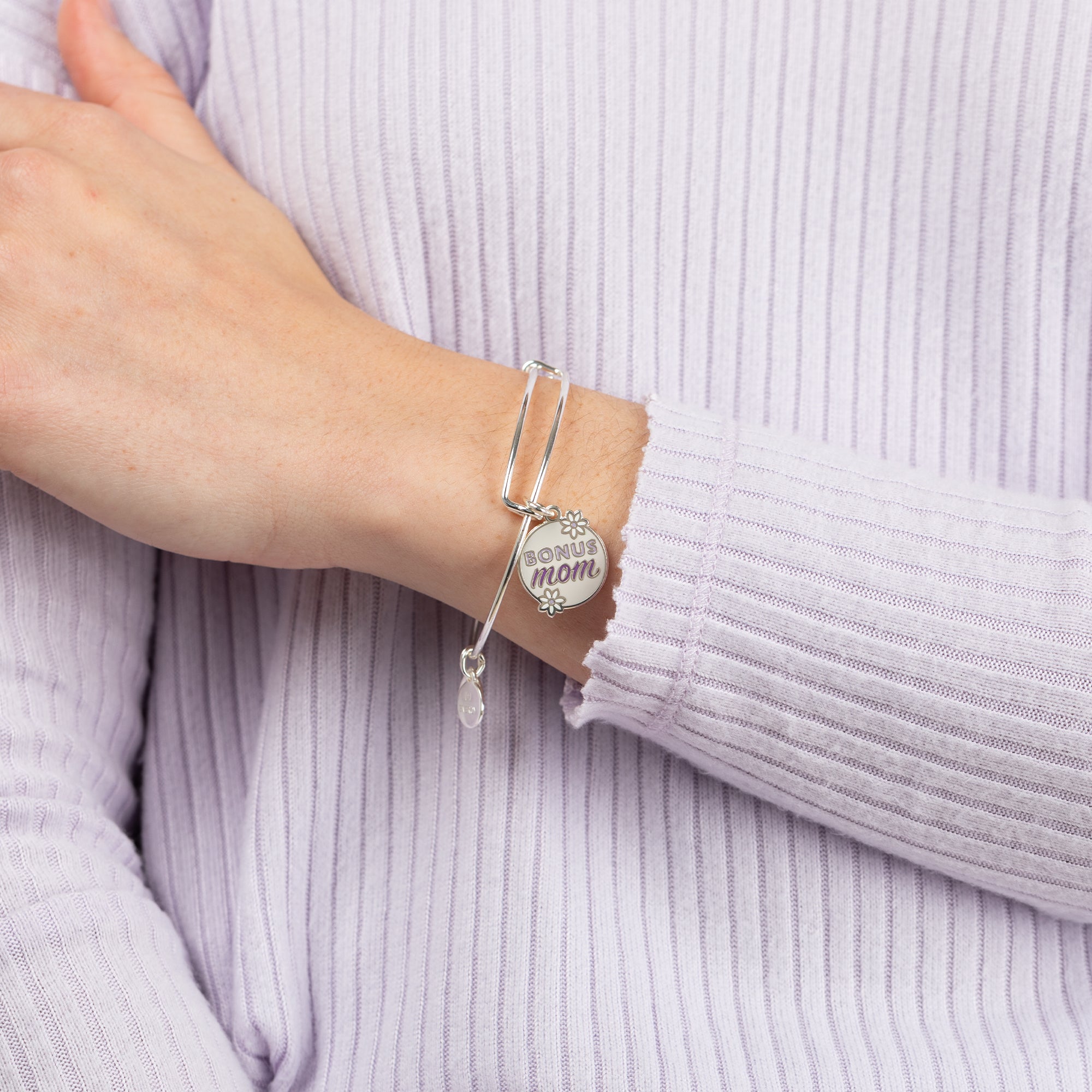 Bonus Mom Charm Bangle - Elegant Jewelry Gift for Stepmothers - Perfect for Mother's Day, Birthdays & Special Occasions