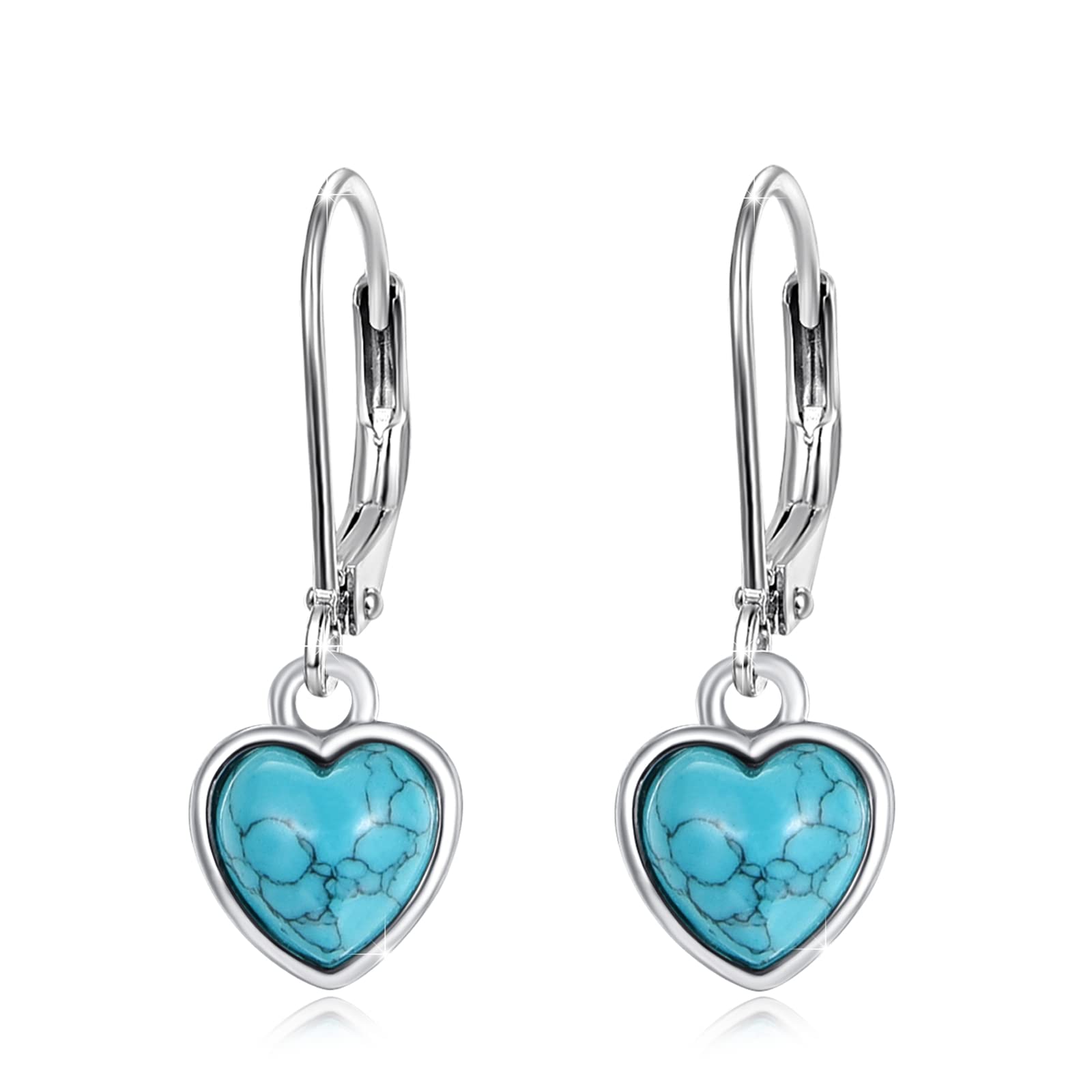 925 Sterling Silver Heart Turquoise Earrings for Women - Hypoallergenic Vintage Jewelry Gift for Sensitive Ears, Girls & Turquoise Lovers | Perfect for Daily Wear, Special Occasions & Gift Giving