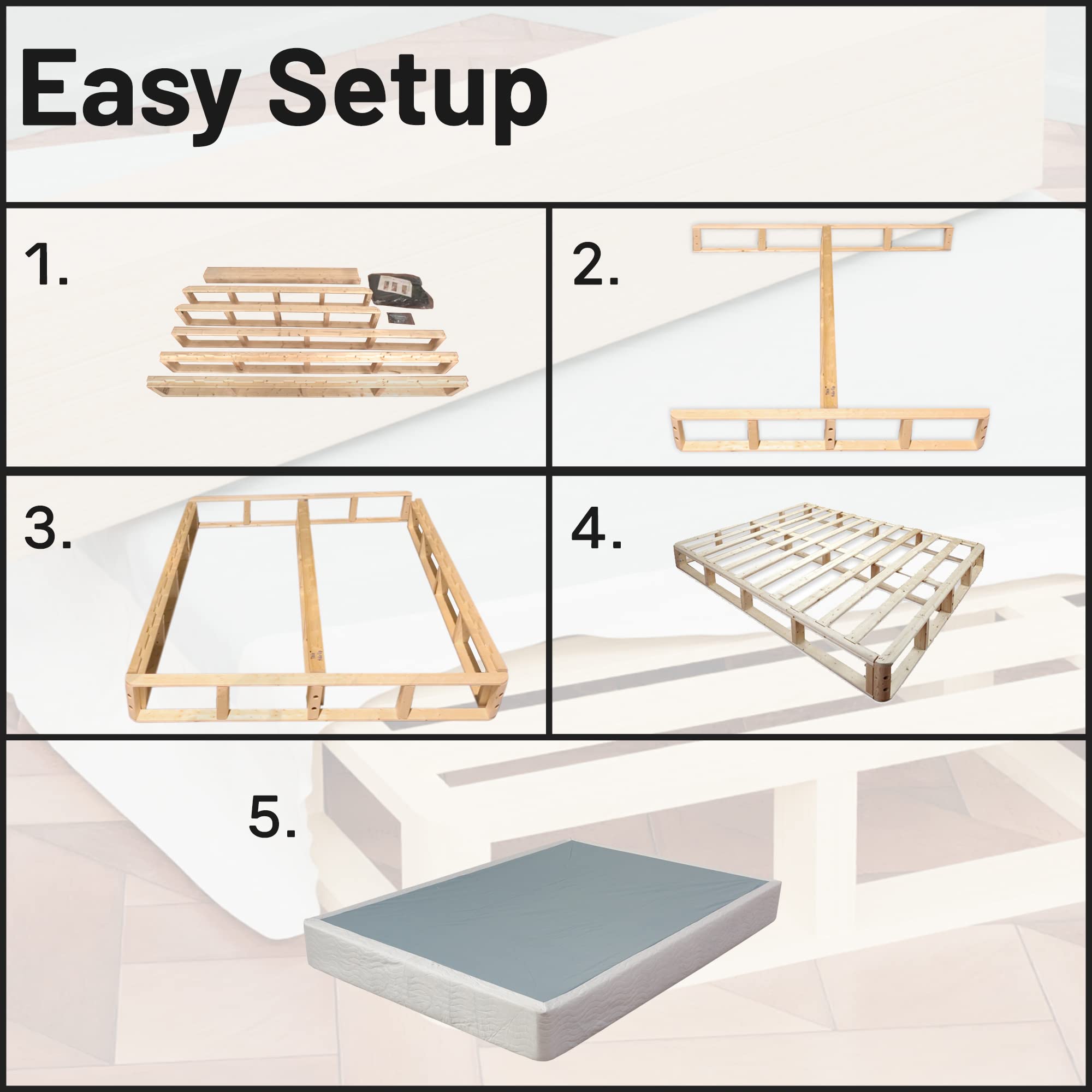 8-Inch Sturdy Box Spring for Mattress Support - Durable & Easy Assemble Natural Wood Foundation for Twin XL Bed - White - Perfect for Guest Rooms, Dorms & Bedroom Upgrades