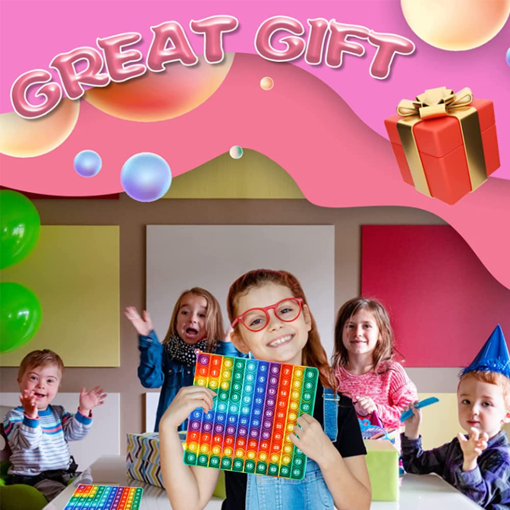 1-9 Addition Chart & 9x9 Multiplication Table - Rainbow Right Angle Square 100 Bubbles Math Games - Educational Math Manipulatives for Kids - Perfect for Classroom Learning, Homeschooling & Math Practice