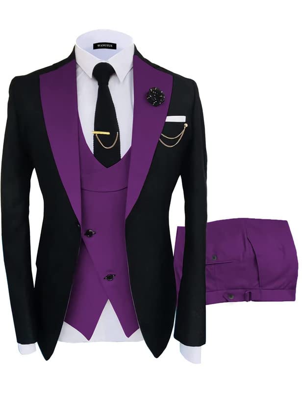 Men's Slim Fit 3-Piece Suit Set - Blazer, Vest & Pants for Wedding, Prom & Business | Formal Occasions & Special Events