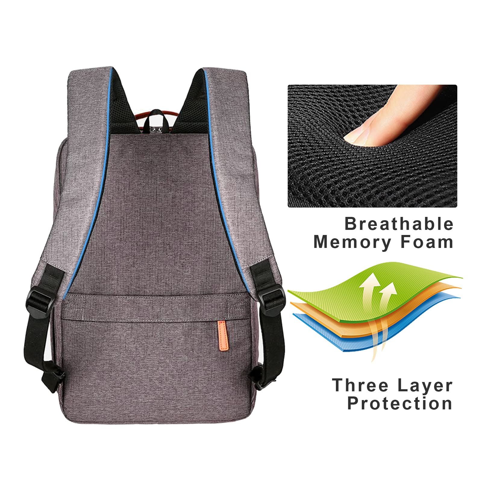 HP Hope Laptop Backpack for Women & Men - 15.6 Inch USB Charging Anti-Theft Travel Backpack with USB Port (Light Grey) - Perfect for Work, School, Business Trips & Daily Commute