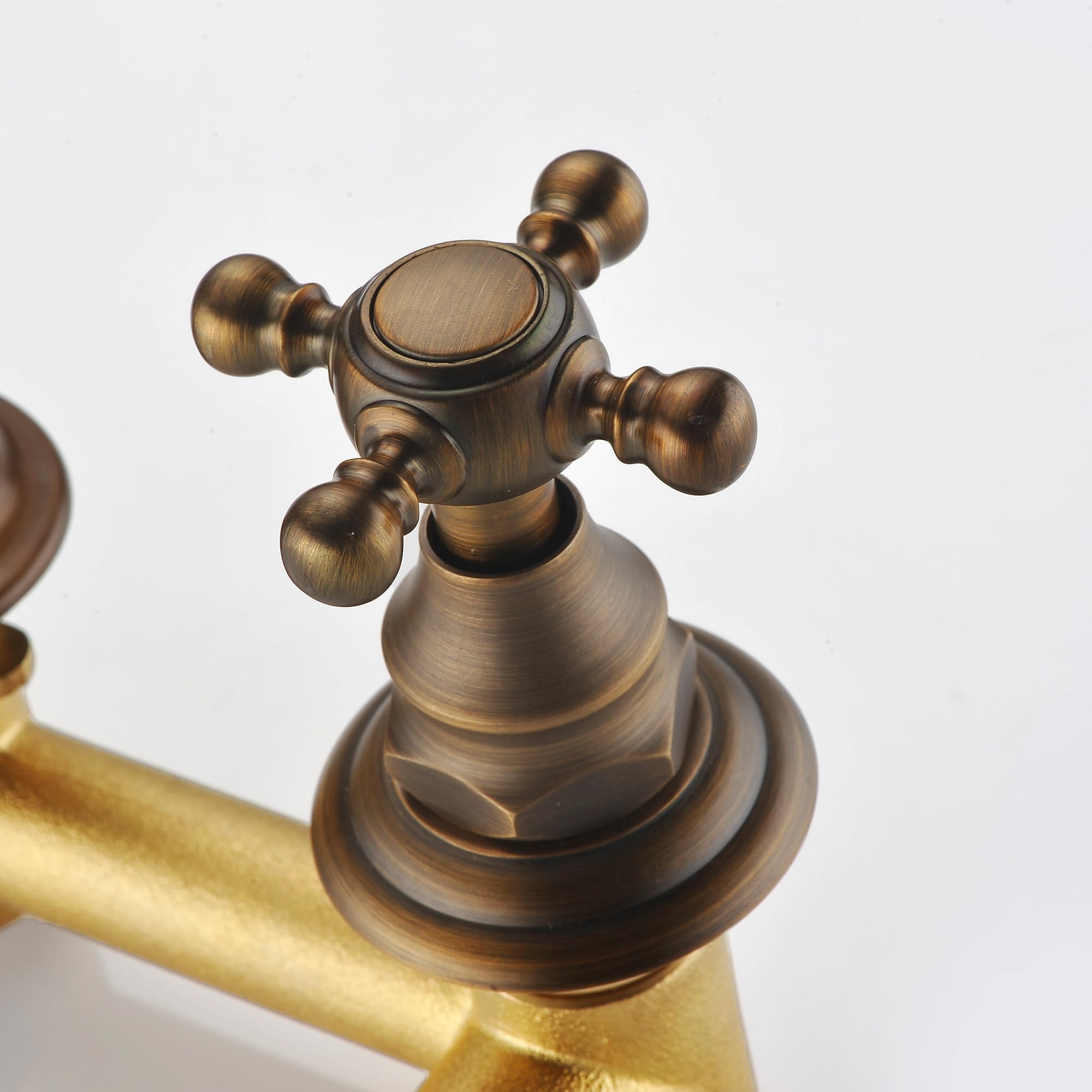 Vintage Wall Mount Bathroom Sink Faucet - Antique Brass Finish for Classic Bathrooms