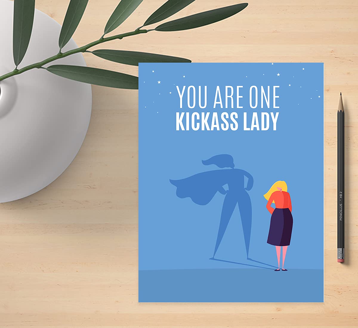 Funny National Boss's Day Jumbo Card - 'You Are One Kickass Lady' - 8.5 x 11 Inch Blank Greeting Card with Envelope - Humorous Office Banter Card for Women - Perfect Boss Appreciation Gift for Workplace Celebrations (1-Pack)