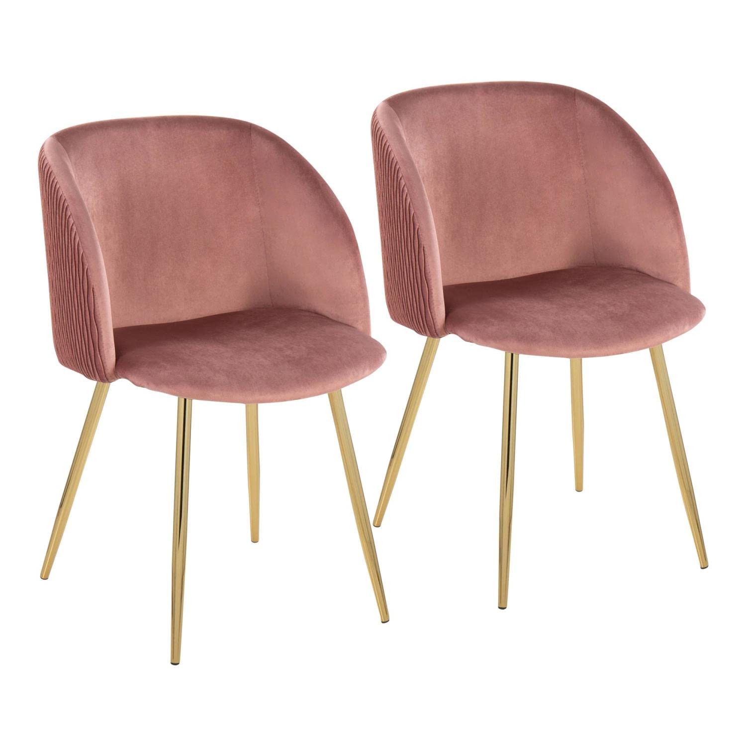 LumiSource Fran Pleated Waves Chair - Set of 2 Modern Upholstered Dining Chairs with Wave Design for Kitchen, Dining Room & Home Office | Comfortable Seating for Family Meals & Entertaining Guests