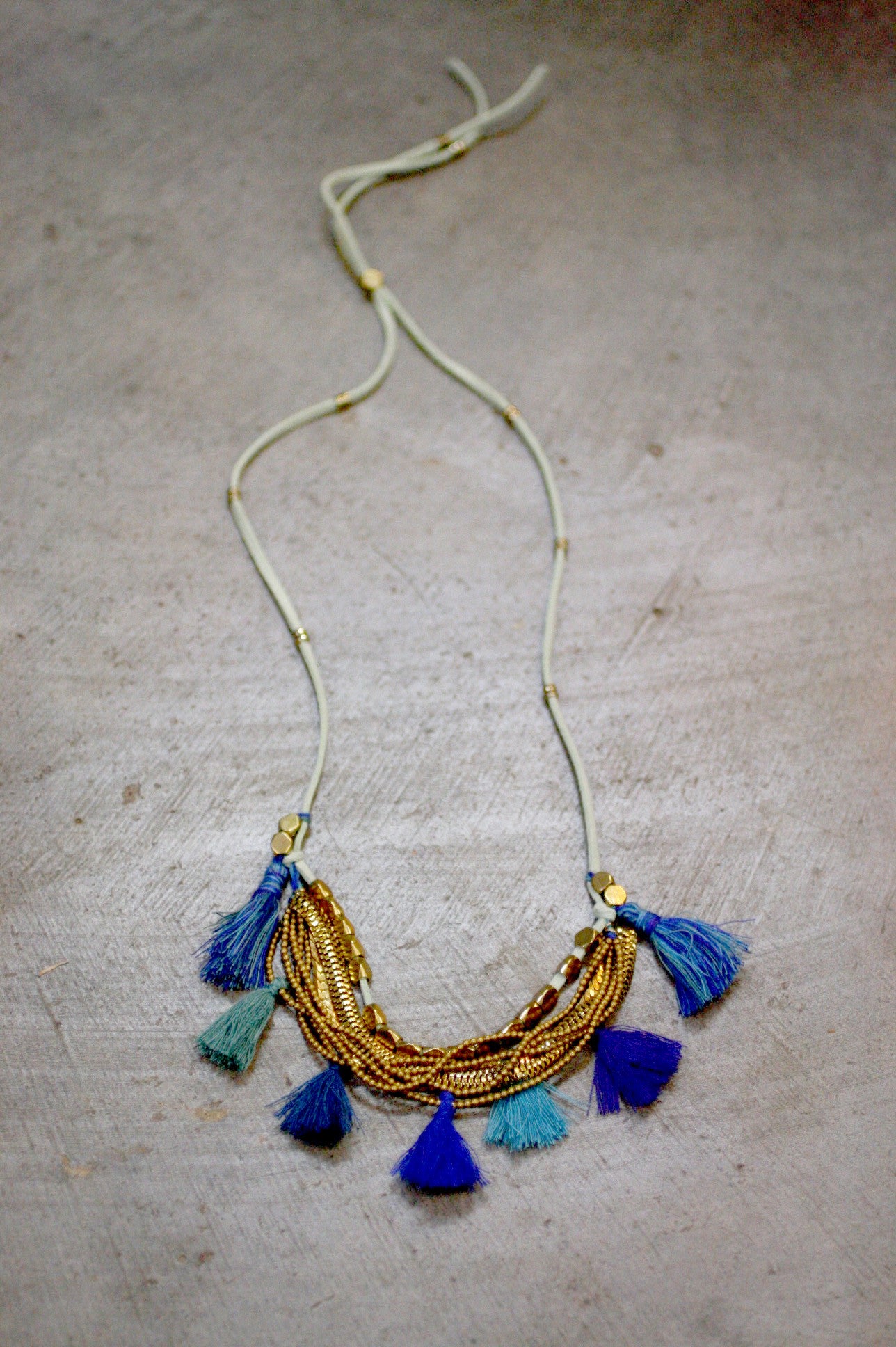 GMA Blue Dancing Tassel Necklace for Women - Boho Chic Layered Statement Jewelry for Parties, Weddings & Date Nights