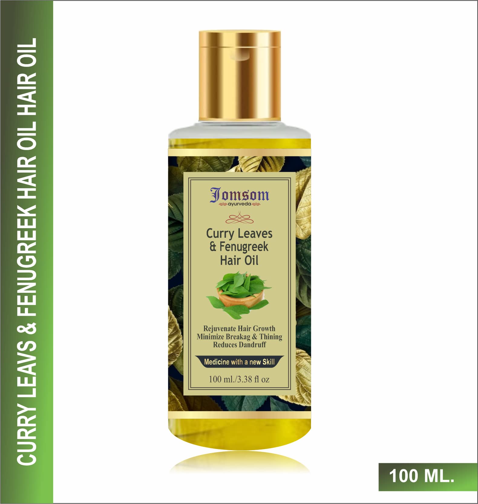 Best Ayurvedic Curry Leaves & Methi (Fenugreek) Hair Oil - 100ml Natural Growth Treatment for Dry, Damaged Hair - Promotes Thickness & Shine | Perfect for Daily Scalp Massage & Night Hair Care Routine