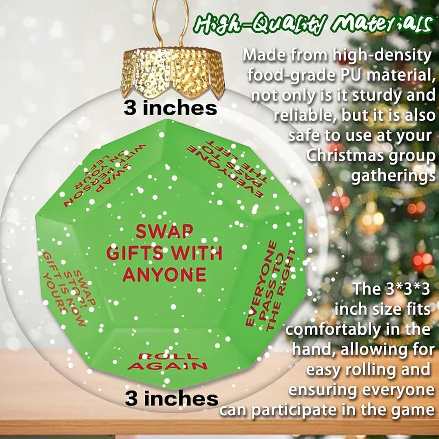 Santa Swap Gift Exchange Dice Game - 2025 New Christmas Party Game for Family & Friends - Oversized Holiday Decoration Die with 12 Unique Sides (1 Piece) - Perfect for Secret Santa, White Elephant, and Holiday Party Activities