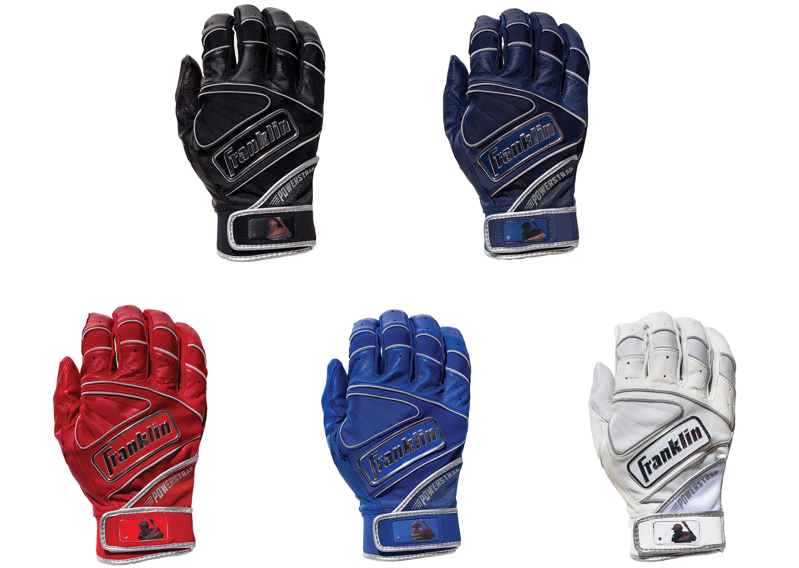 Franklin Powerstrap Chrome Adult Batting Gloves - Baseball & Softball Training Gloves for Men & Women - Perfect for Hitting, Fielding & Practice Sessions