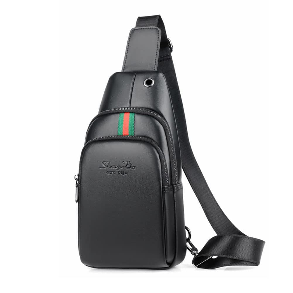 Leathario Genuine Leather Crossbody Sling Bag for Men - Chest Shoulder Backpack, Small Multipurpose Daypack for Travel, Gym, Hiking & Daily Commute