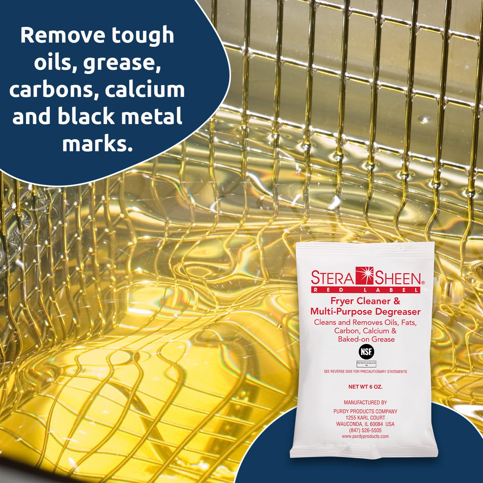 Red Label Fryer Cleaner & Degreaser Powder - Heavy-Duty Commercial Deep Fryer Cleaner for Propane & Electric Fryers - Removes Grease from Fry Baskets, Grills & Tile Floors - 6oz Packets (24 Count) - Perfect for Restaurant Kitchen, Food Truck & Commercial Kitchen Deep Cleaning