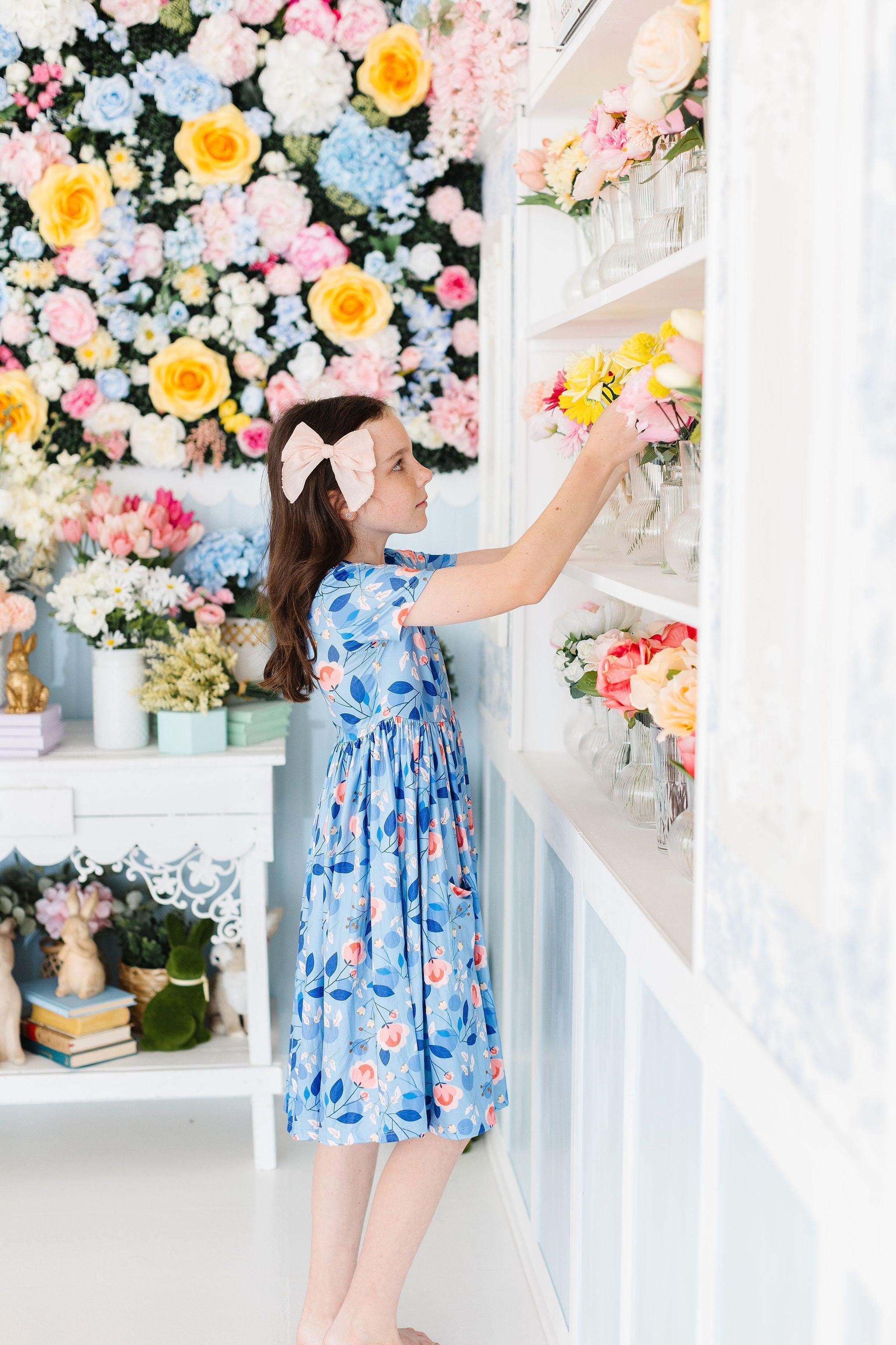 Country Blooms Short Sleeve Pocket Twirl Dress - Floral Summer Swing Dress for Women, Perfect for Beach Vacations, Garden Parties & Casual Outings