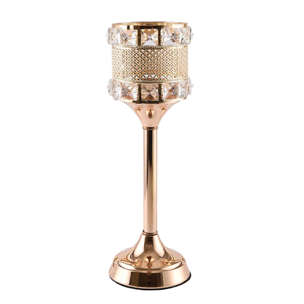 Vintage Metal Crystal Candle Holder Stand - Antique Hurricane Candlestick for Wedding, Dinner & Home Decor | Elegant Tea Light Lantern for Romantic Ambiance, Banquets & Special Occasions
