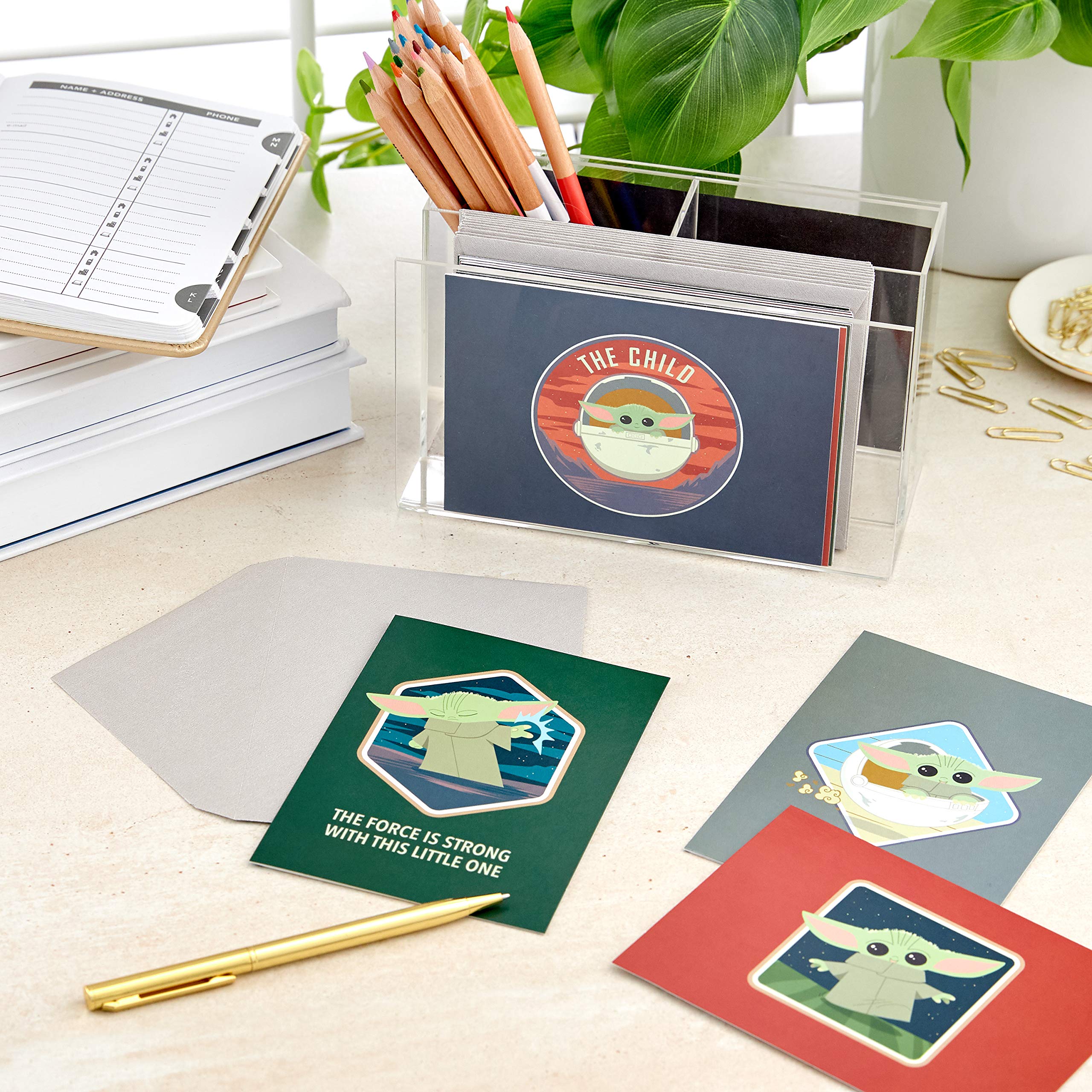 Star Wars Valentine's Day Greeting Cards for Kids - 12 Blank Baby Yoda Themed Cards with Envelopes - Perfect for May the 4th, Thank You Notes & Special Occasions - Great for Classroom Exchanges, Birthday Parties & Holiday Gifting