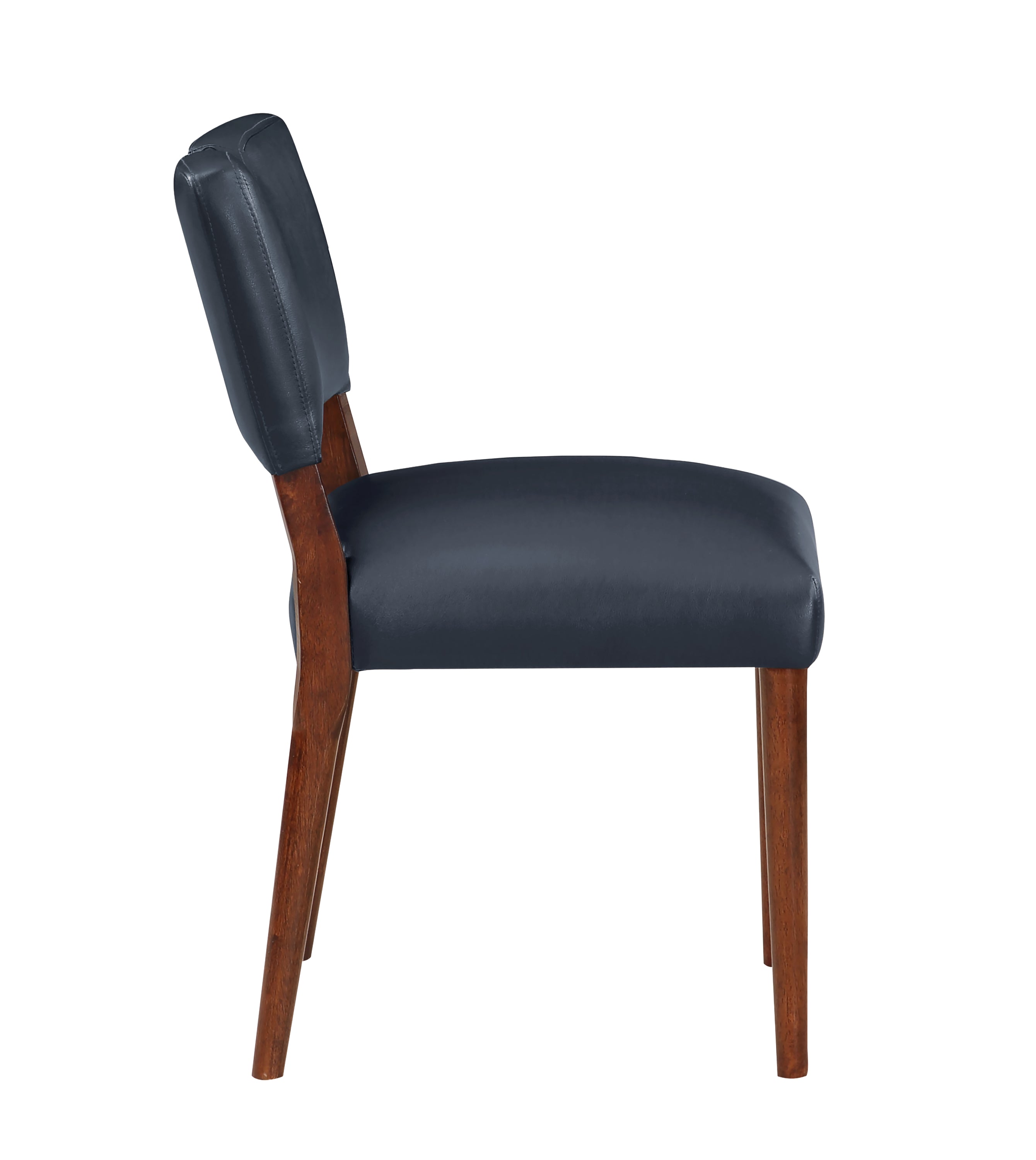 Bryson Midnight Blue Faux Leather Dining Chairs Set of 2 - Modern PU Leather Kitchen Chairs for Dining Room, Breakfast Nook & Home Office
