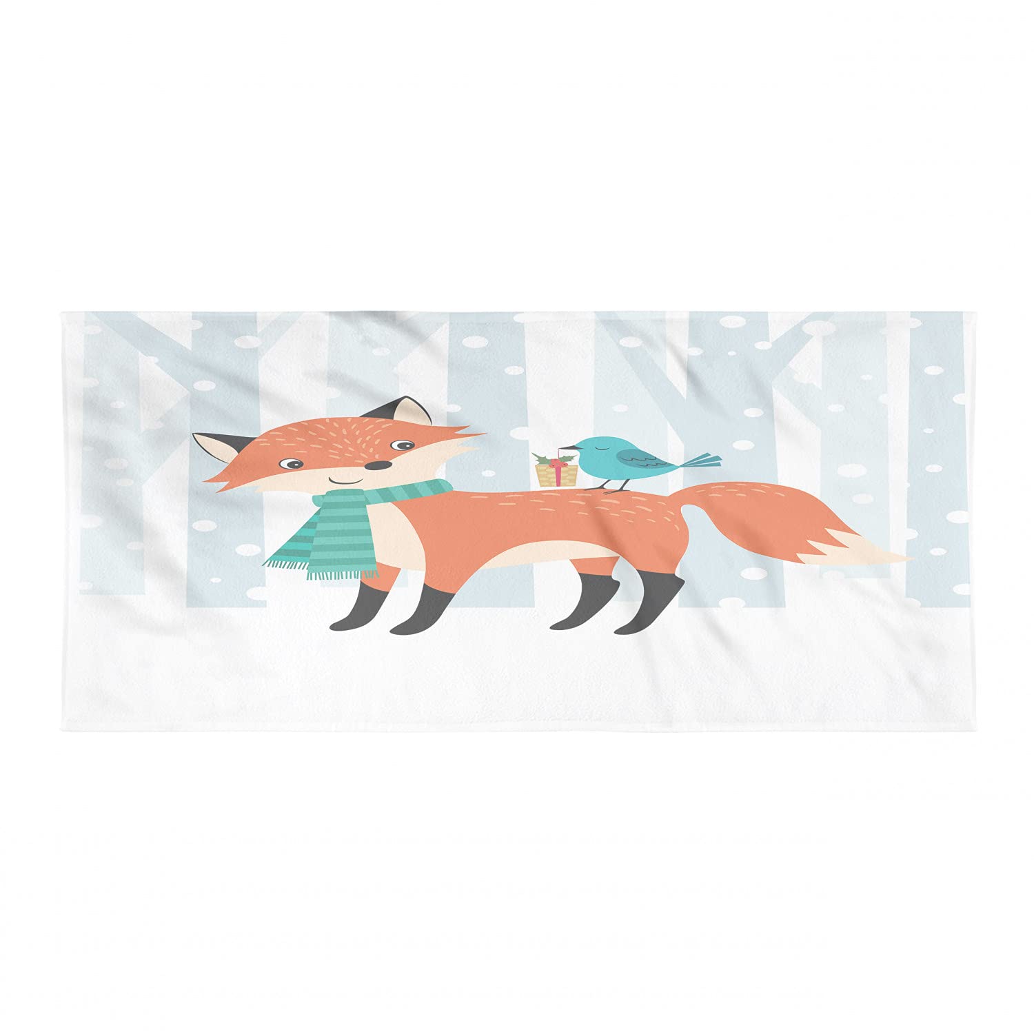 Ambesonne Quick Dry Microfiber Backpacking Towel - Snowy Fox & Bird Christmas Design, Soft Absorbent Compact for Camping, Hiking, Travel - Perfect for Outdoor Adventures, Gym & Beach Use - Vermilion Charcoal Grey