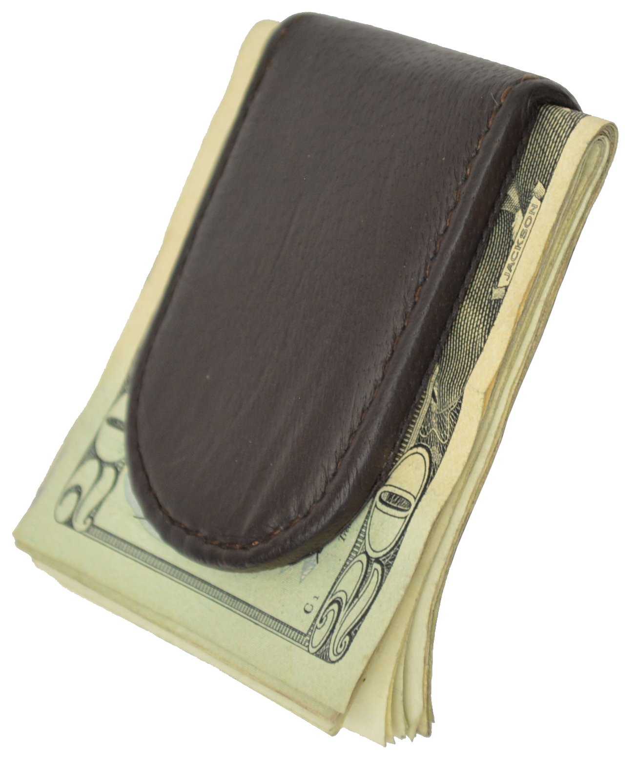 Slim Magnetic Genuine Leather Money Clip Wallet for Men - Brown RFID Blocking Minimalist Card Holder (Perfect for Travel, Business & Everyday Carry)