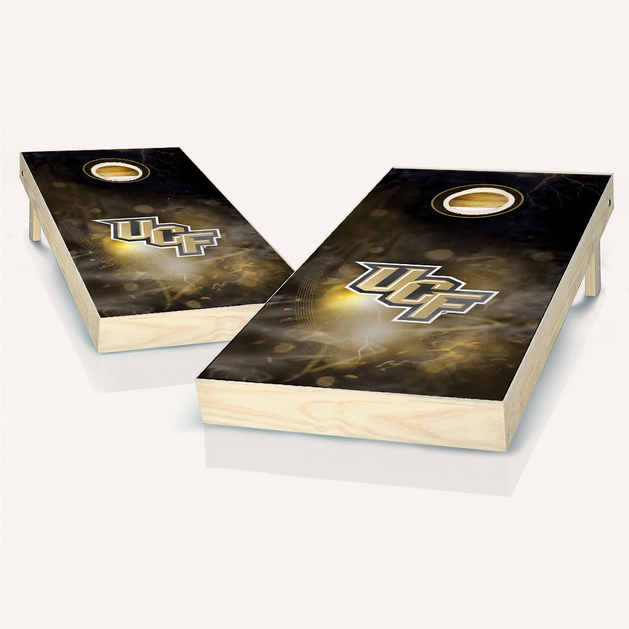 Custom Team Logo Regulation Size Cornhole Boards Set - Premium Cornhole Game for Backyard, Tailgating & Outdoor Parties - Skip's Garage Central Florida Smoke Design