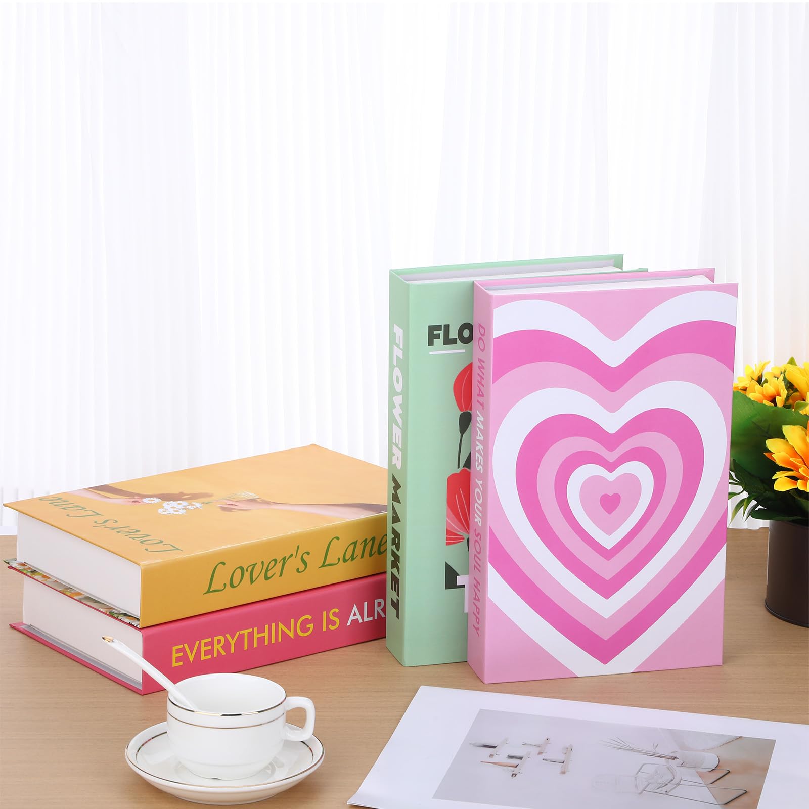 4Pcs Preppy Decorative Fake Books - Aesthetic Bookshelf & Coffee Table Decor for Living Room, Home Decor, Preppy Room Styling | Perfect for Bookshelf Styling, Coffee Table Centerpiece, and Home Office Decor