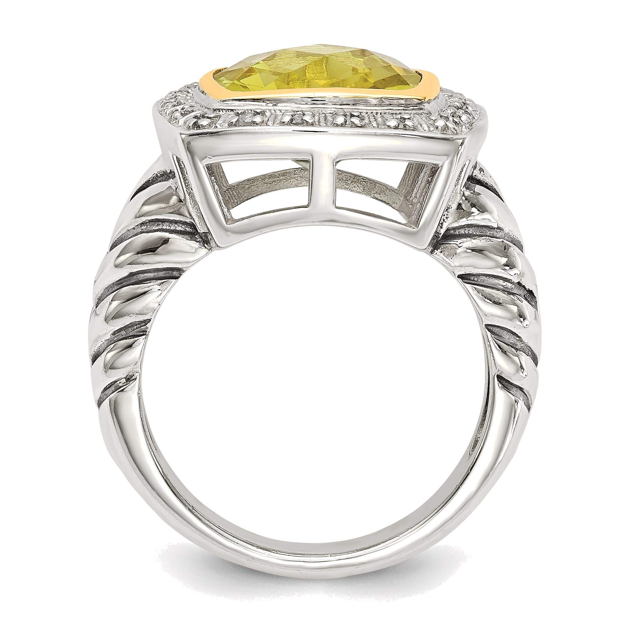 Bonyak 14K Lemon Quartz & Diamond Sterling Silver Ring Size 6 - Elegant Jewelry for Women, Perfect for Engagement, Wedding & Special Occasions
