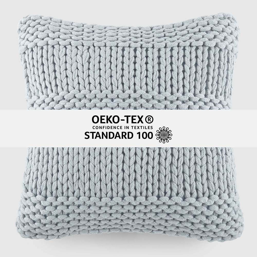 Cozy Chunky Knit Throw Pillow Cover with Insert - Soft Textured Decorative Cushion for Living Room Sofa, Bedroom & Home Decor