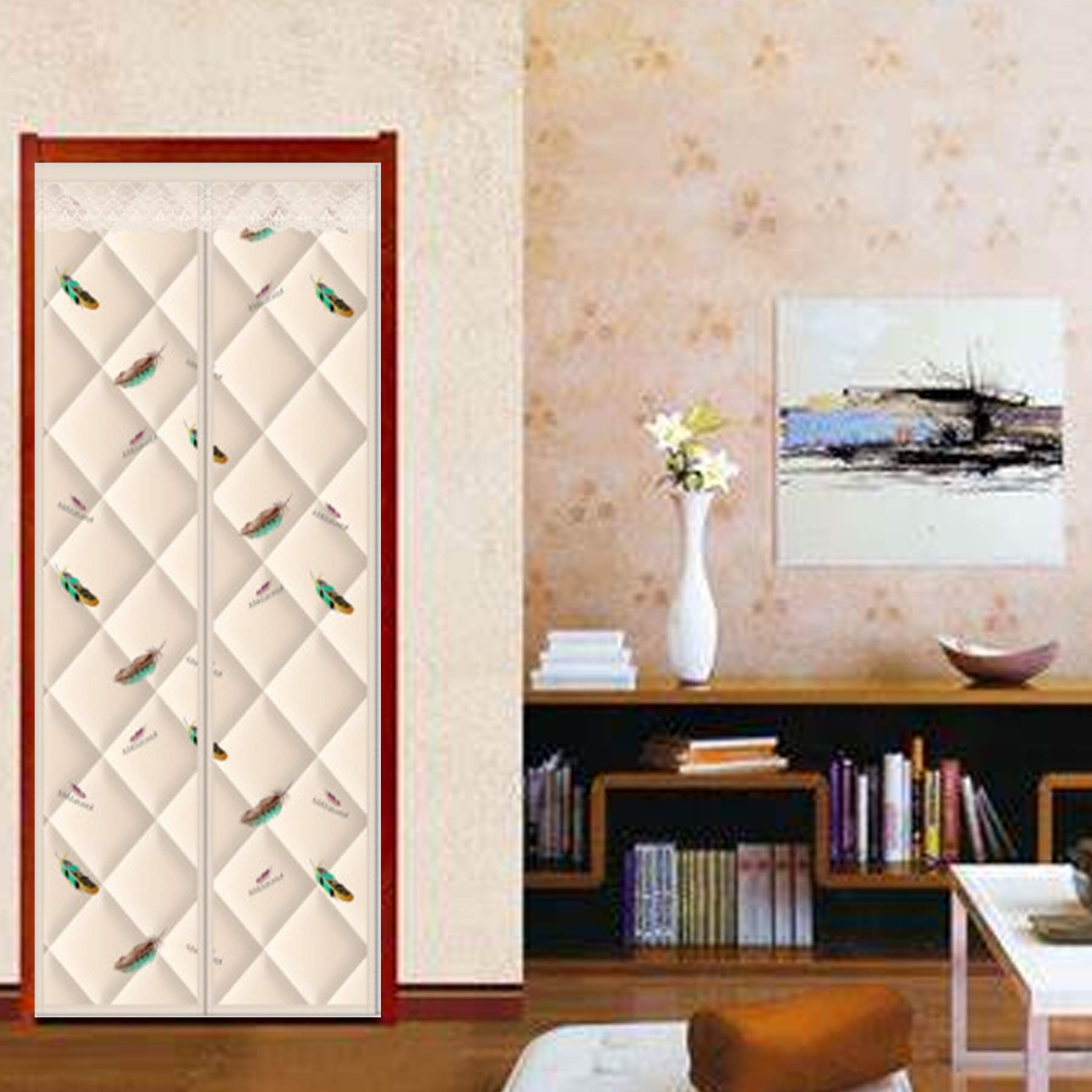 Magnetic Screen Door with Thermal Insulation - 34x84 Inch Weatherproof, Anti-Rain & Snow, Self-Closing Cotton Curtain for French Doors & Greenhouses | Perfect for Patio, Kitchen, and Pet-Friendly Homes
