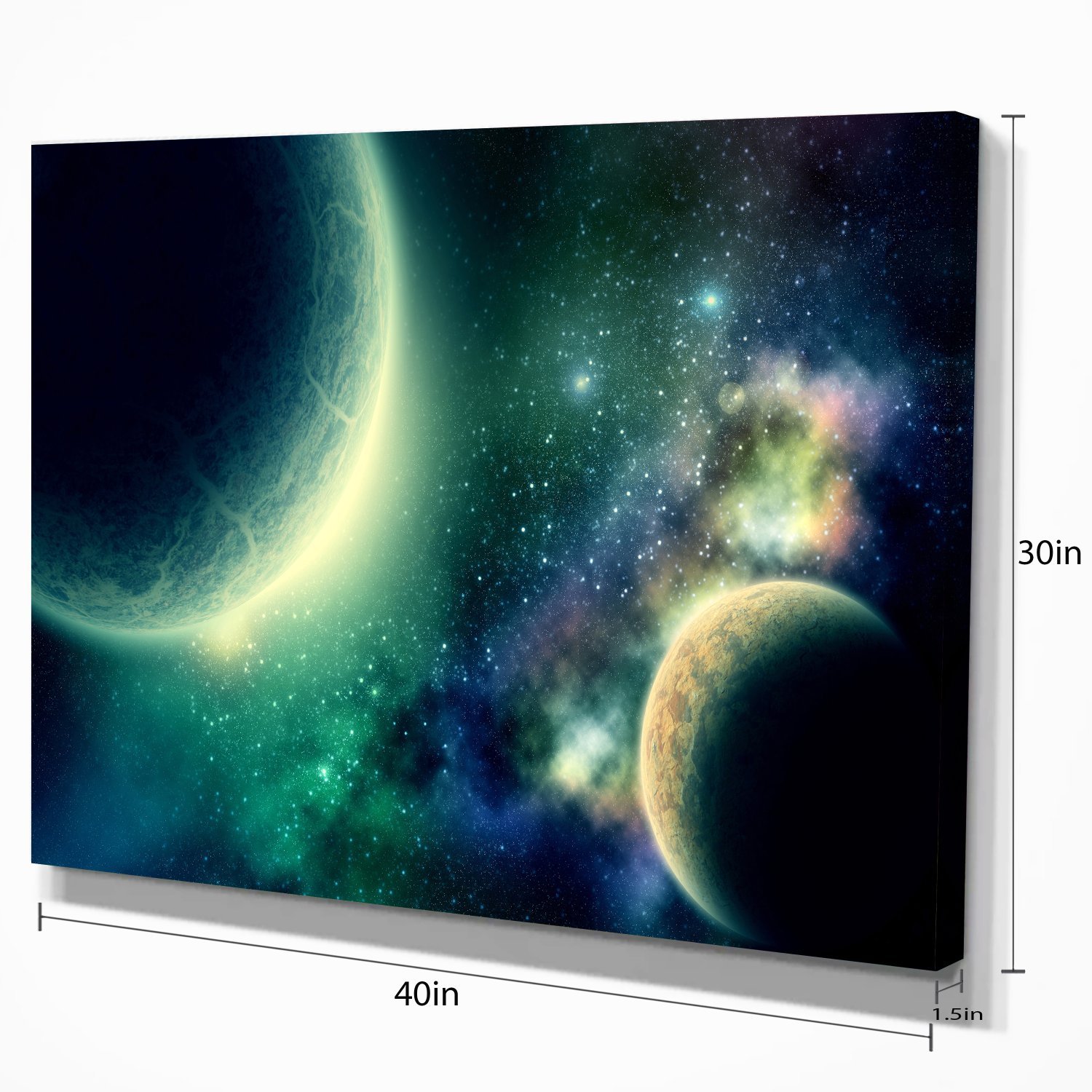 Two Planets Abstract Canvas Art Print - Modern Space Wall Decor for Living Room, Bedroom & Office | Large Framed Galaxy Painting for Home & Office Decor