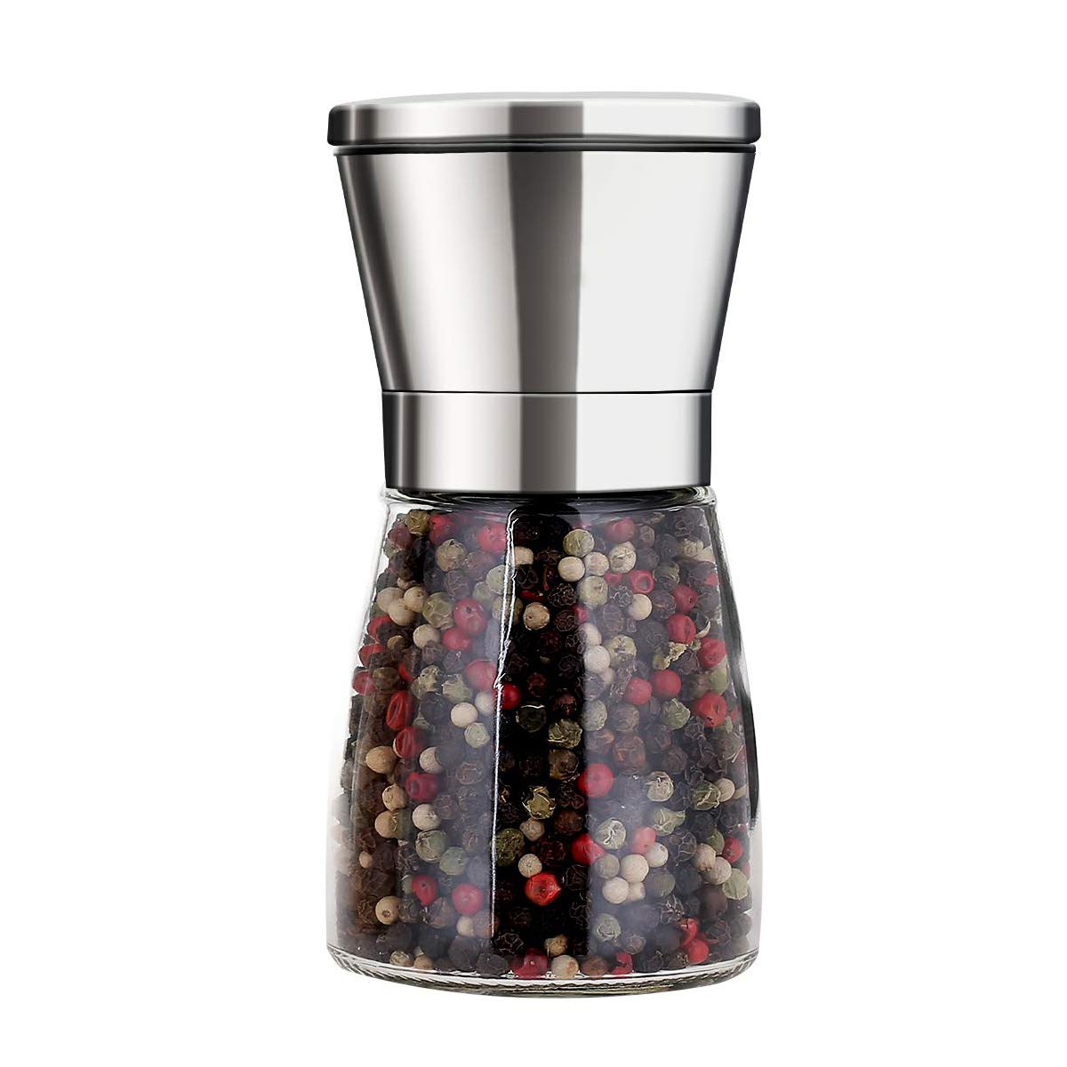 Premium Stainless Steel Salt and Pepper Grinder Set - Adjustable Coarseness with 5 Grinding Levels - Ideal for Kitchen, Dining Table & Outdoor Cooking - Perfect for Seasoning Meats, Salads & More