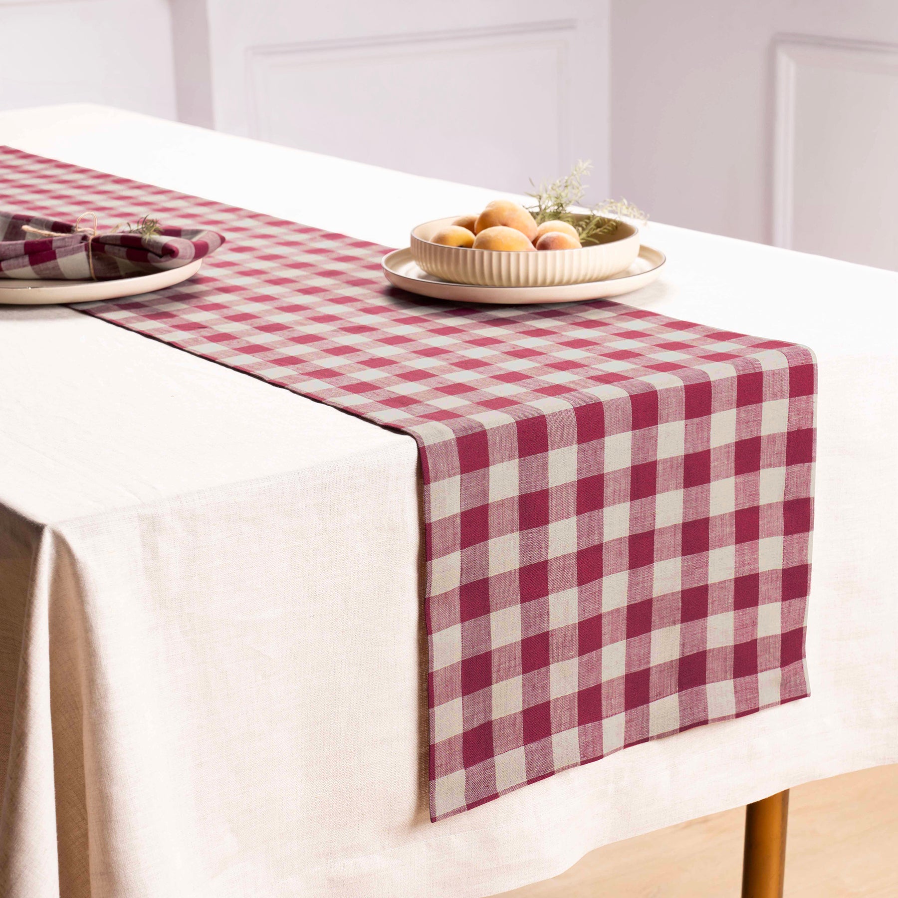 Morgan Check Table Runner - Classic Plaid Cotton Tablecloth for Dining & Kitchen Decor - Perfect for Holiday Dinners, Parties & Farmhouse Style Home Decor
