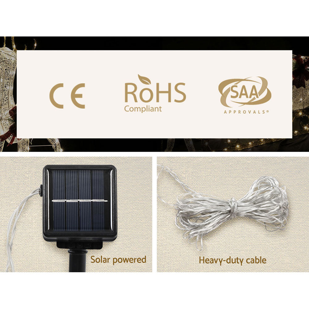 Solar Powered LED Rope Lights with Reindeer Christmas Motif - Waterproof Outdoor Holiday Decor for Garden, Patio & Yard