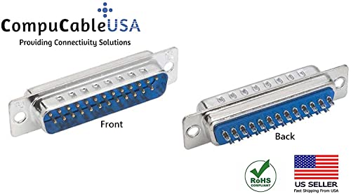 DB25 Male Solder Type Shielded Metal Elbow Hood Connector - Durable Serial Port Adapter for Industrial Equipment, Computer Networking & Data Transfer Applications