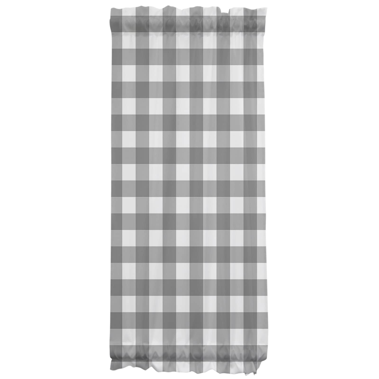 Farmhouse Buffalo Grey White Abstract Geometric Plaid Door Curtains - 25