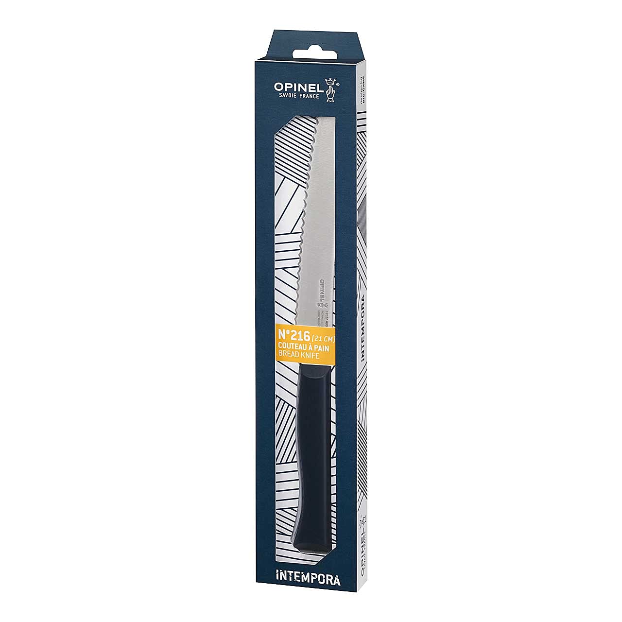 Opinel Intempora Bread Knife - High Carbon Sandvik Steel Serrated Curved Blade for Slicing Bread, Tough Rinds & Pastries | Made in Portugal | Perfect for Bakeries, Kitchens & Outdoor Picnics