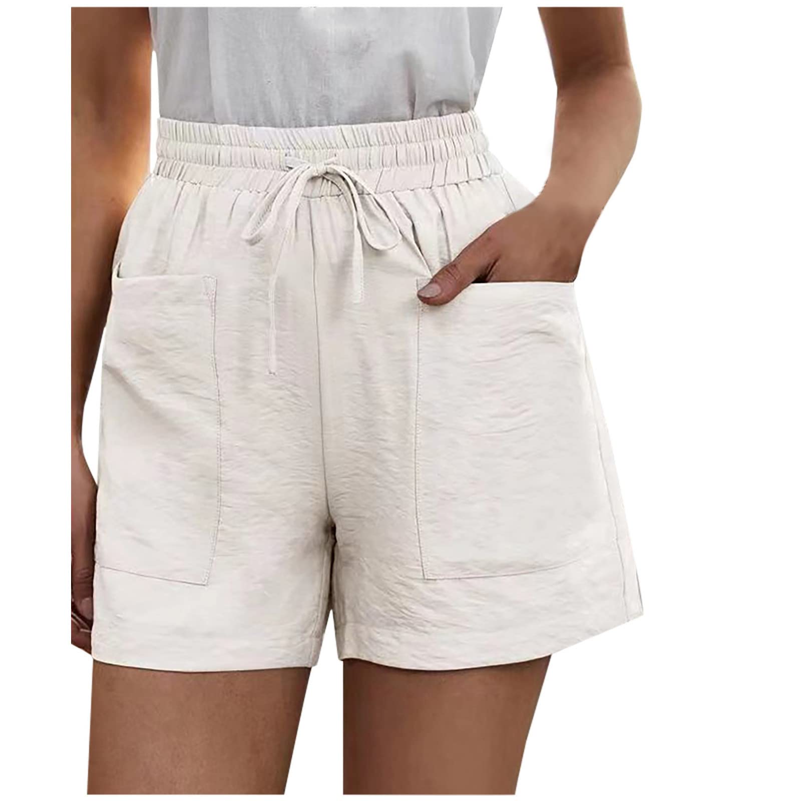 **Women's Plus Size Casual Shorts with Drawstring & Elastic Waist - Soft Cotton Lounge Pants for Workout, Running, Gym, Beach, Summer & Sleep - Comfy Outdoor, Pajama & Plain Shorts for Relaxing & Travel**