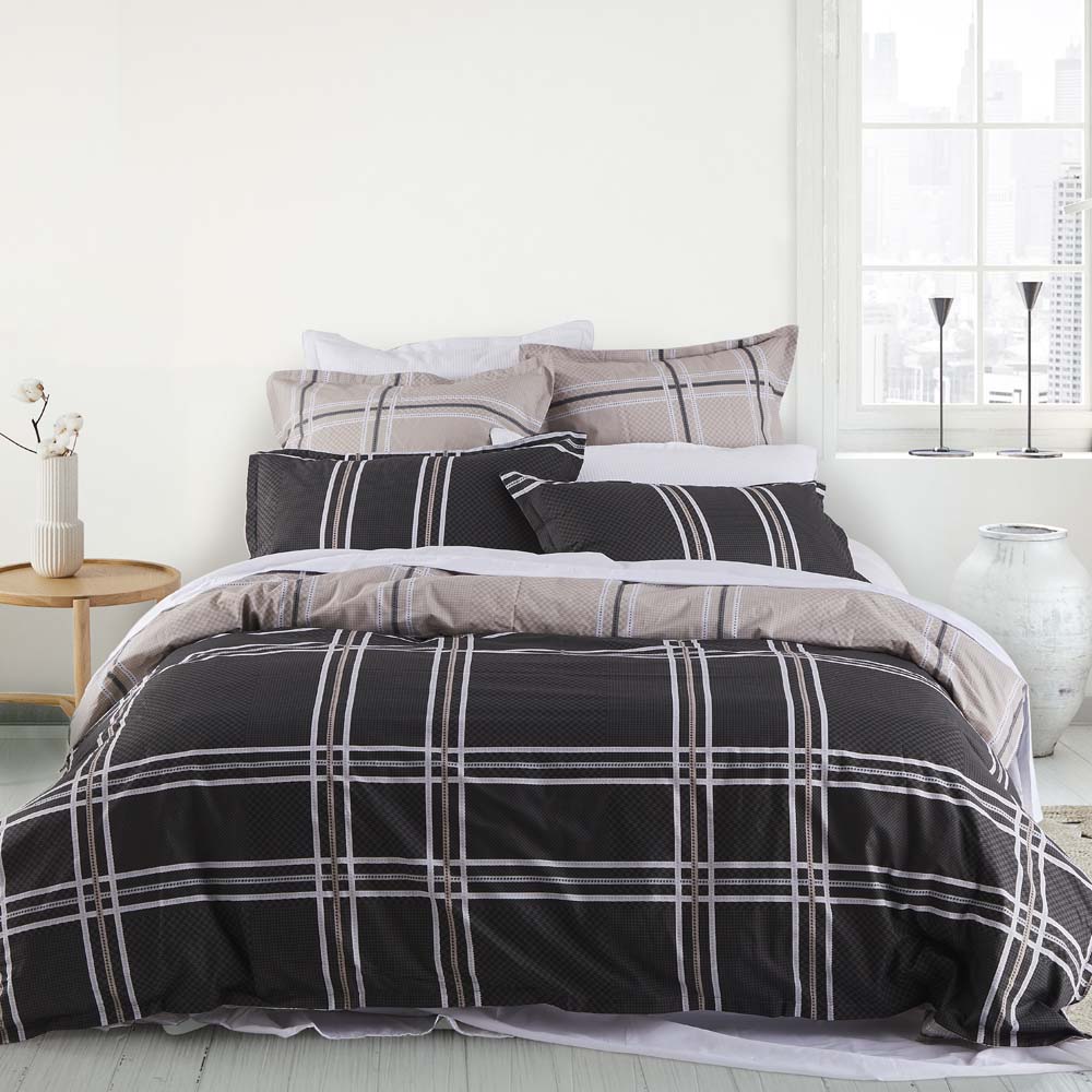 Charlie Slate Quilt Cover Set - Premium Single Bed Size (39