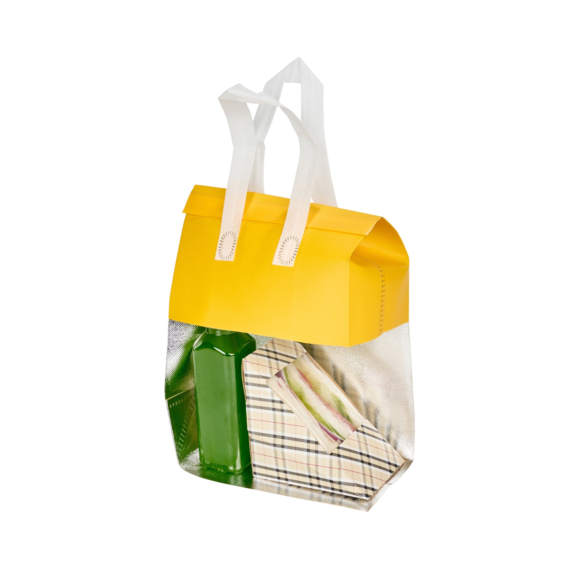 Yellow Insulated Take Out Bag - Tamper Evident Food Delivery Bags (8.25