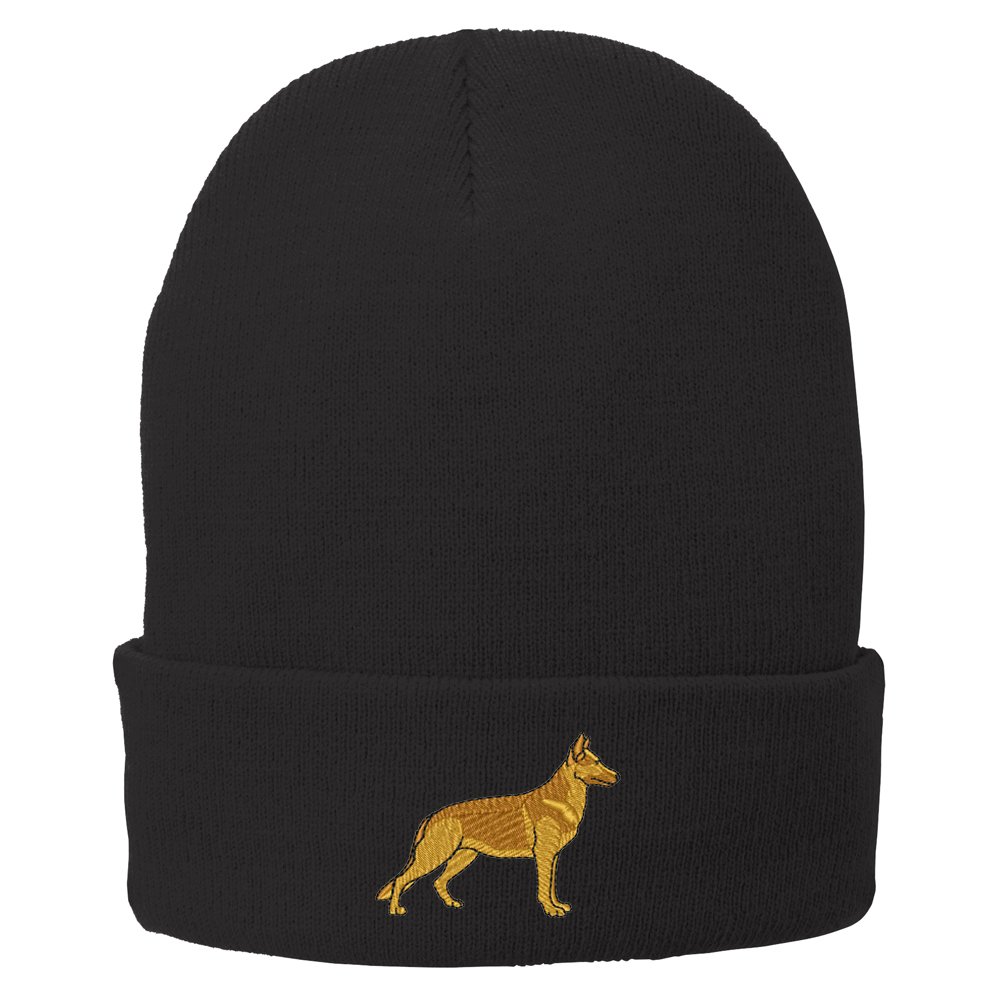 Trendy German Shepherd Embroidered Winter Knit Beanie Hat for Men & Women - Cozy Warm Fleece Lined Skull Cap for Dog Lovers, Outdoor Activities & Cold Weather Fashion