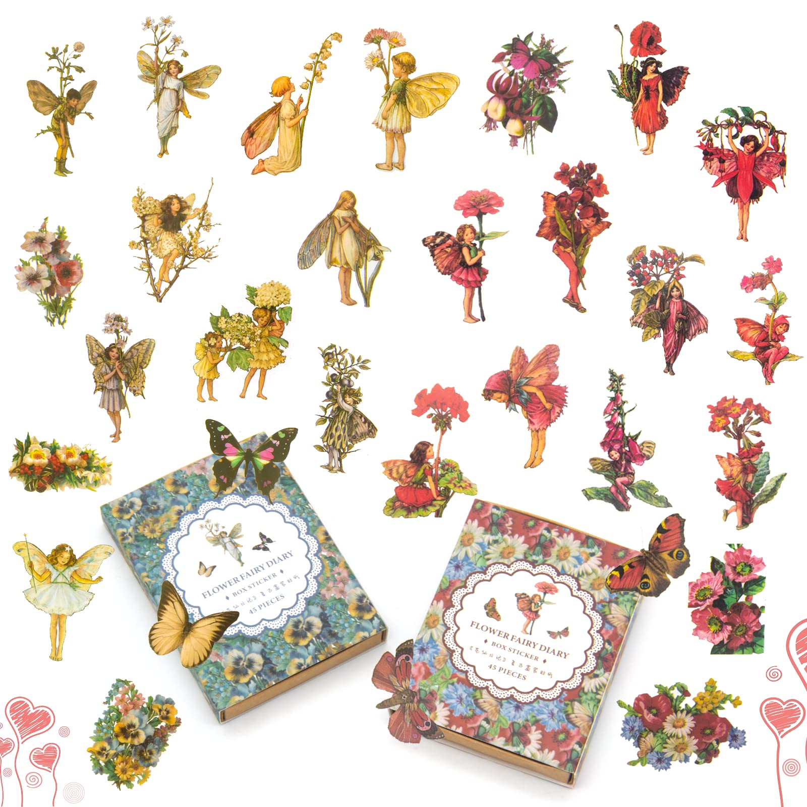 90 Pieces Fairy Stickers for Scrapbook, DIY Crafts - Transparent Flower Fairy Patches for Scrapbooking, Hand Ledger, Phone Case, Laptop & Diary Decoration (Sunburst & Twilight) - Perfect for Journaling, Bullet Journals, and Gift Wrapping