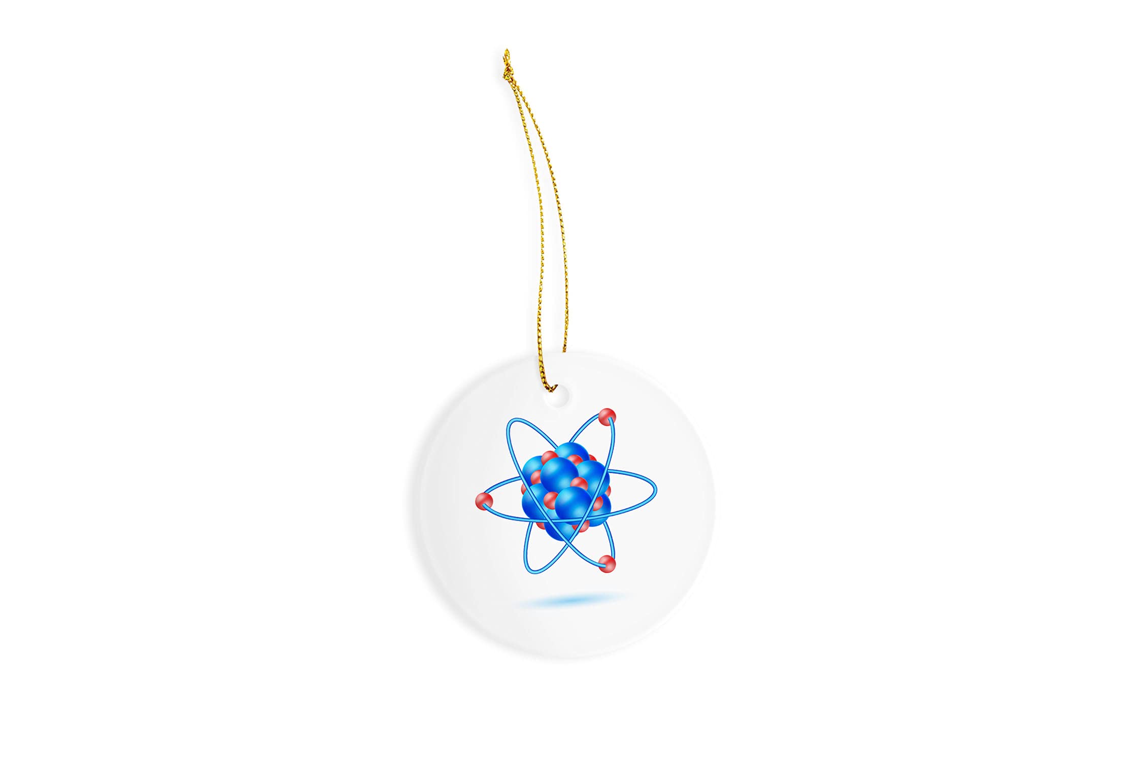 Atom Molecule Ceramic Ornament - 3 Inch Christmas Tree Decoration - Handmade Ceramic Circle Ornament for Holiday Decor, Science Lovers Gift & Xmas Party Favors