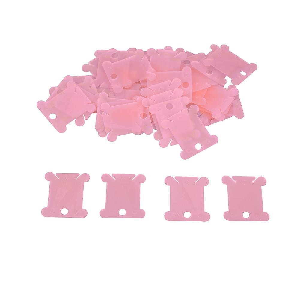 100pcs Plastic Embroidery Floss Bobbins & Thread Organizer Cards - Pink Floss Holder for Cross Stitch, Sewing & Craft Projects