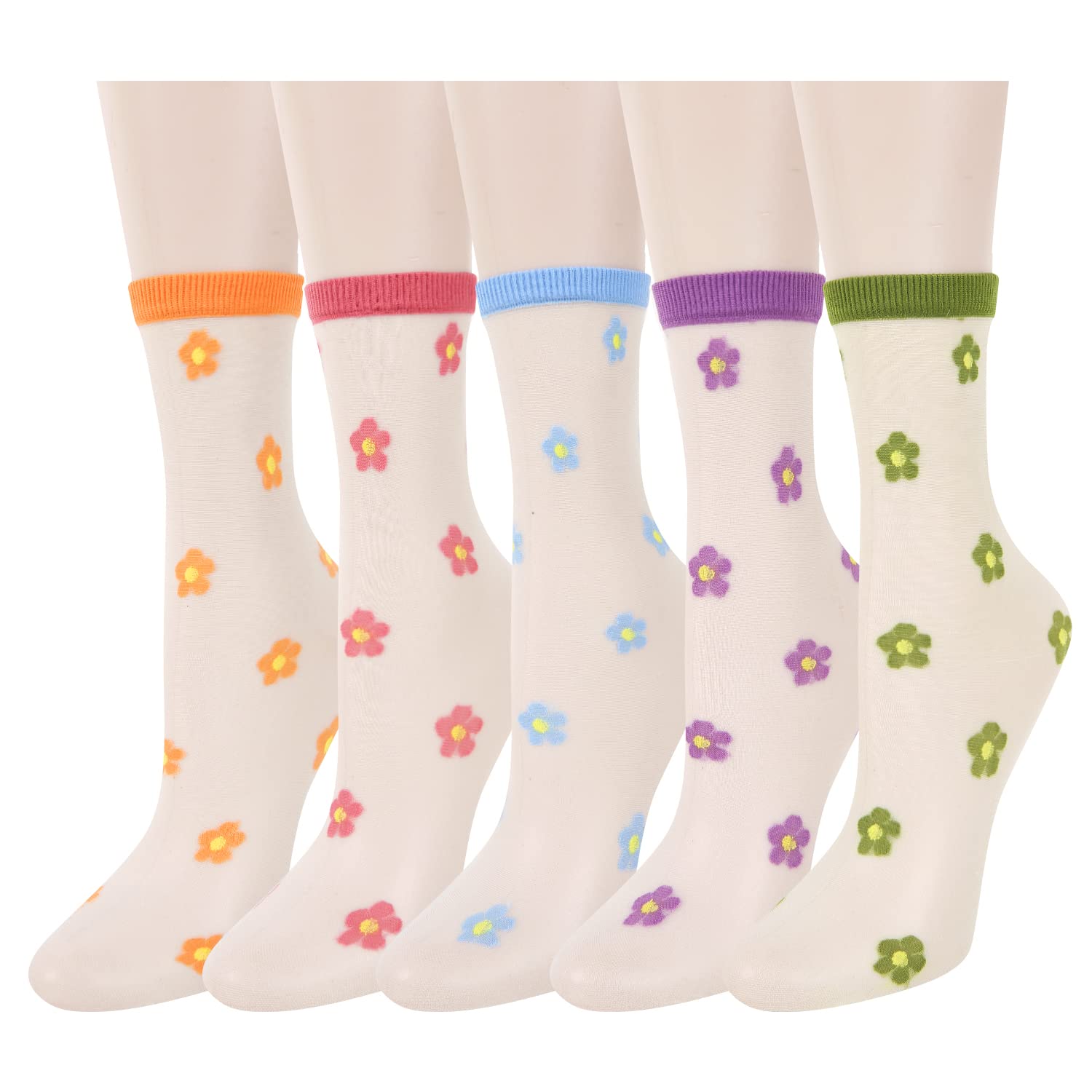Benefeet Women's Cute Sheer Lace Mesh Socks - Ultra Thin Transparent Nylon Crew Dress Socks for Women & Girls - Perfect for Flats, Heels & Formal Occasions
