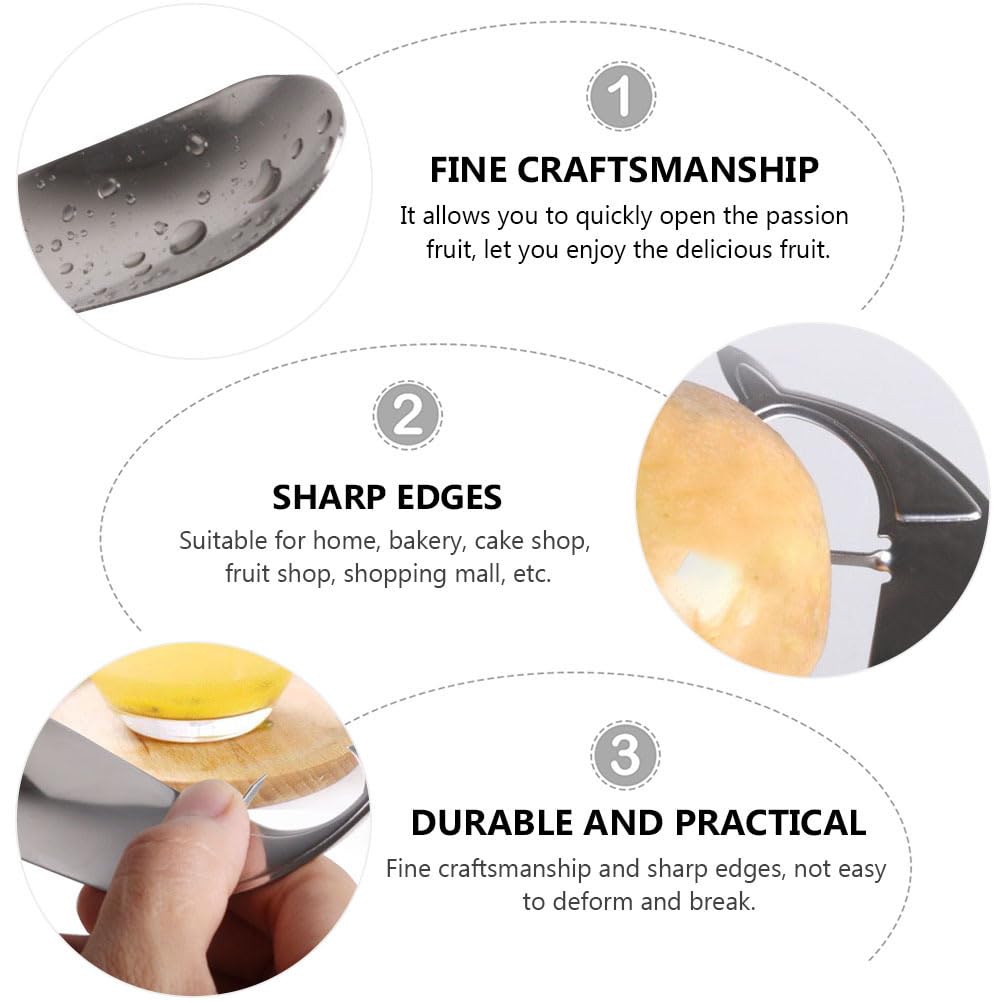 Premium 2-Pack Stainless Steel Passion Fruit Opener & Spoon - Easy Cut & Scoop Kitchen Tool for Passionfruit Lovers - Perfect for Smoothies, Desserts & Healthy Snacks