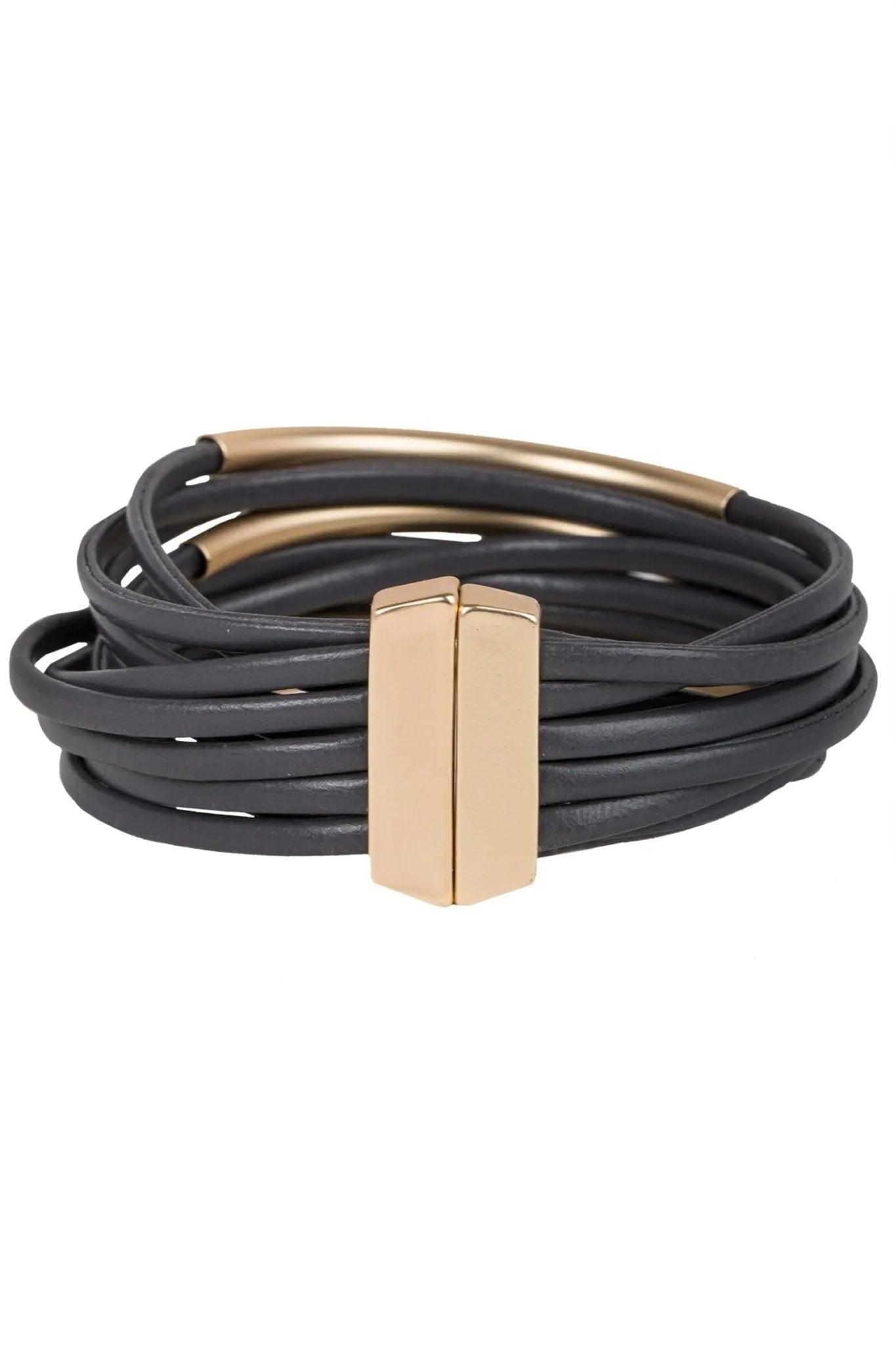 Stylish Tubular Leather & Metal Bracelet for Women - Trendy Boho Chic Jewelry for Casual Wear & Special Occasions